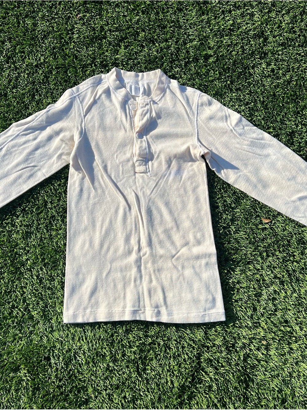 Source Unknown White Long Sleeve Henley Shirt